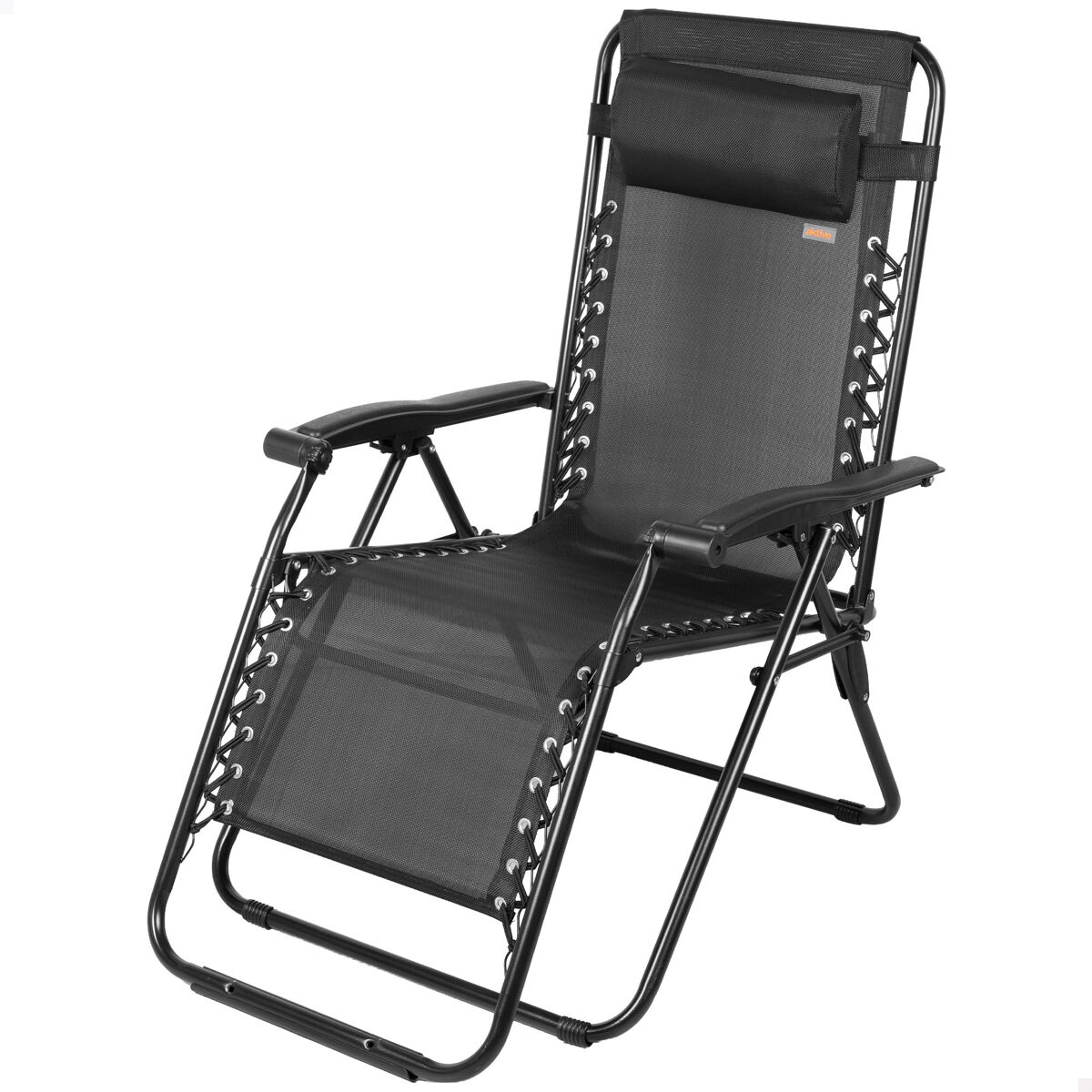 Aktive Silla plegable jardín gravedad cero 2 posiciones Negro