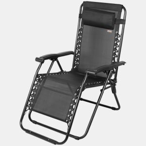 Aktive Cadeira dobrável de jardim de gravidade zero 52x68x104 cm preta 2 posições