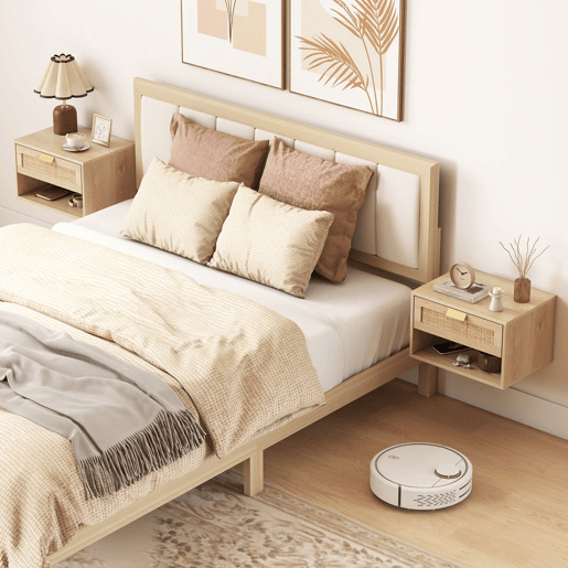 HOMCOM Conjunto de 2 Mesas de Cabeceira Suspensas Mesas de Cabeceira com Gaveta de Vime Prateleira Aberta Economiza Espaço Design Nórdico para Sala de Estar 40x30x25 cm Carvalho HOMCOM Conjunto de 2 Mesas de Cabeceira Suspensas Mesas de Cabeceira com Gaveta de Vime Prateleira Aberta Economiza Espaço Design Nórdico para Sala de Estar 40x30x25 cm Carvalho