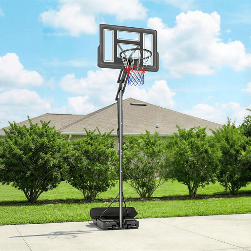 SPORTNOW Tabela de Basquetebol para Exterior, Altura Ajustável em 5 Níveis (2,35-3,05 m), Portátil com Rodas, Base Preenchível e Bolsa de Peso, Ideal para Adultos e Adolescentes