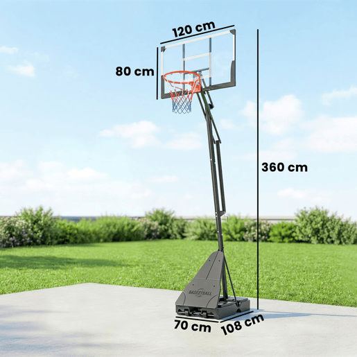 SPORTNOW Tabela de Basquetebol para Exterior, Altura Ajustável em 5 Níveis (2,35-3,05 m), Portátil com Rodas, Base Preenchível e Bolsa de Peso, Ideal para Adultos e Adolescentes