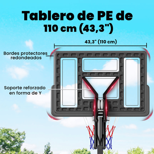 SPORTNOW Tabela de Basquetebol para Exterior, Altura Ajustável em 5 Níveis (2,35-3,05 m), Portátil com Rodas, Base Preenchível e Bolsa de Peso, Ideal para Adultos e Adolescentes