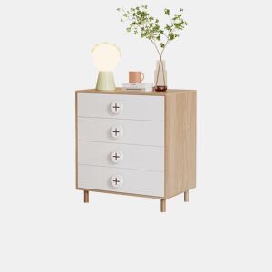 Mesa de cabeceira 80x54x90 cm - 4 gavetas, suporte reforçado, MDF lacado - Branco