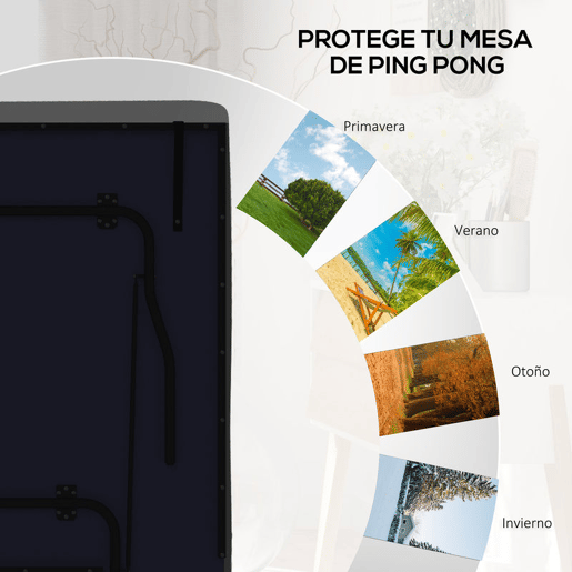SPORTNOW Capa para Mesa de Ping Pong com Fecho, Anti-UV e Impermeável para Interior e Exterior, 275x153x5 cm, Preto