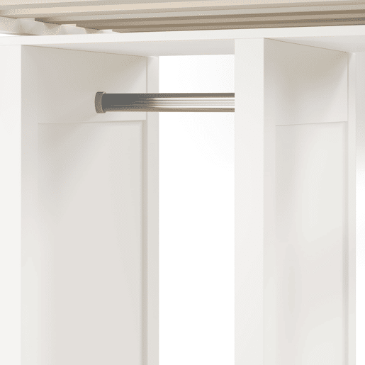 Cama individual alta 90x200 - secretária, armário aberto e prateleiras, com proteção - branco