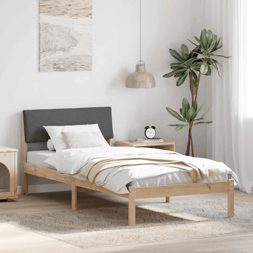 Estrutura de cama de solteiro simple, castanho e cinzento-escuro 90 x 190 cm