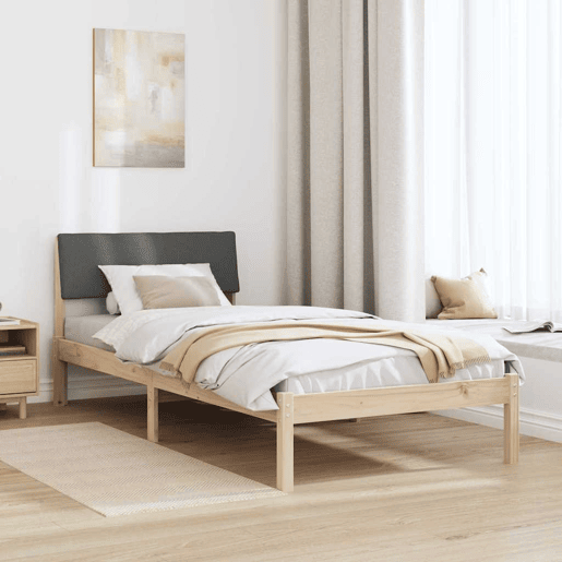 Estrutura de cama de solteiro simple, castanho e cinzento-escuro 90 x 190 cm