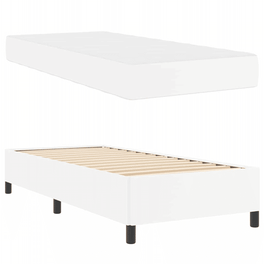 Estrutura de cama de solteiro para adultos com colchão - Branco 100 x 200 cm tecido