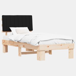 Estrutura de cama de solteiro para adultos com Cabeceira Estofada Preto 90 x 200 cm