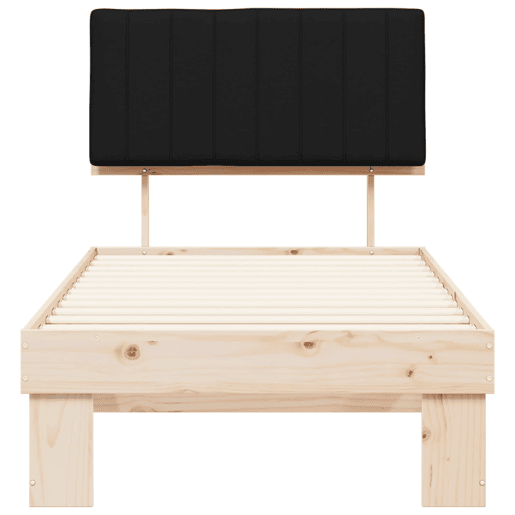 Estrutura de cama de solteiro para adultos com Cabeceira Estofada Preto 90 x 200 cm