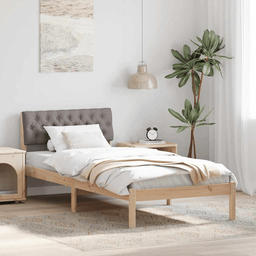 Estrutura de cama de solteiro para adultos com cabeceira Marrom e taupe 90 x 200 cm