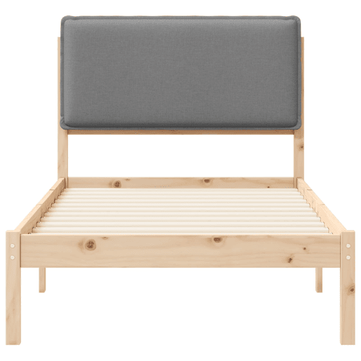 Estrutura de cama de solteiro simple com Cabeceira Estofada Cinzento-claro