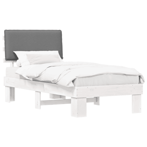 Estrutura de cama de solteiro simple com Cabeceira Estofada Cinzento-claro