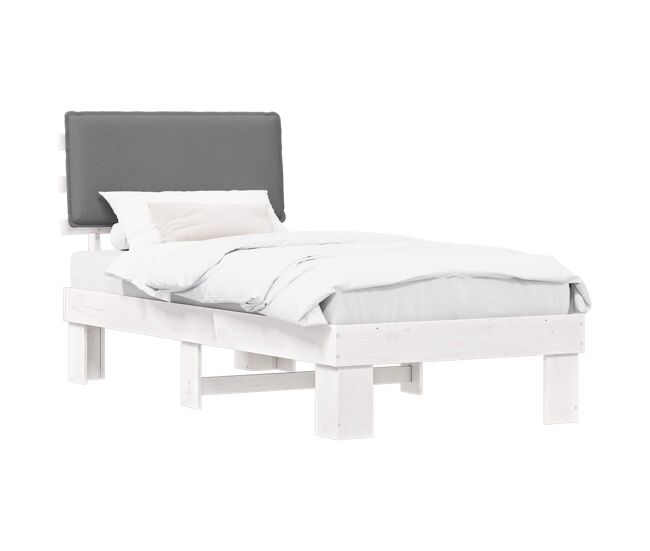 Estructura de cama simple para adultos con cabecera - tapizada gris claro 90 x 200 cm