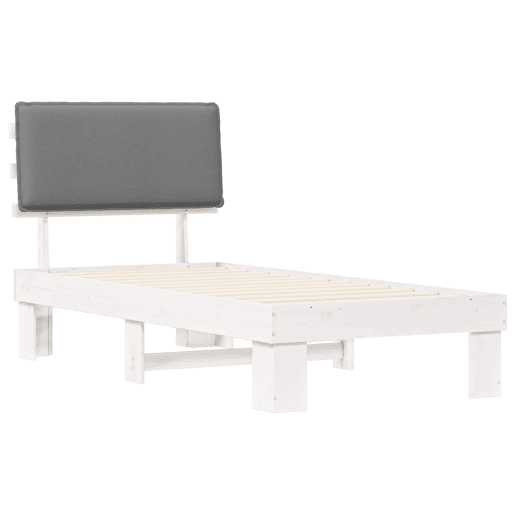 Estrutura de cama de solteiro simple com Cabeceira Estofada Cinzento-claro
