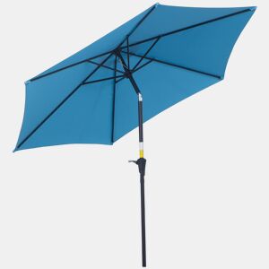 Outsunny Chapéu de Sol de Jardim Ø260x235 cm Chapéu de Sol Reclinável com Manivela Mastro Desmontável em Alumínio e 6 Varetas de Metal para Terraço Exterior Varanda Azul
