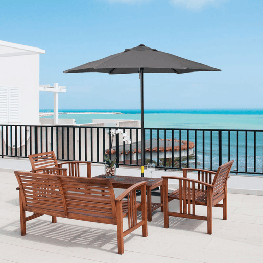 Outsunny Chapéu de Sol para Terraço Exterior Ø2x2 m com Cobertura Ventilada e Mastro Desmontável de Alumínio para Jardim e Pátio Cinzento Escuro