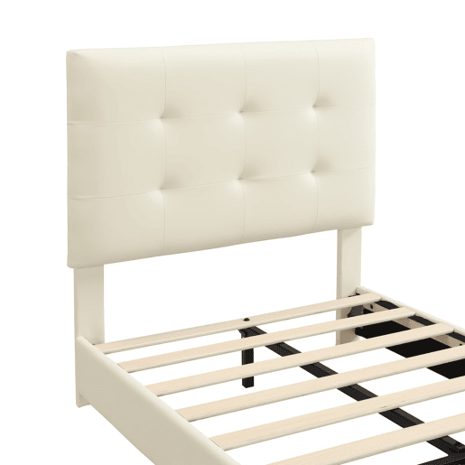 Cama infantil estofada 90x200 cm - cabeceira acolchoada em forma de biscoito - bege
