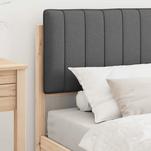 Estrutura de cama de solteiro para adultos com Cabeceira Estofada Cinza Escuro
