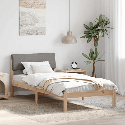 Estrutura de cama de solteiro para adultos com cabeceira Marrom e taupe 90 x 200 cm