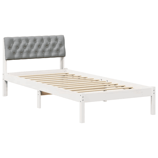 Estrutura de cama de solteiro para adultos Branco e cinza claro 90 x 200 cm