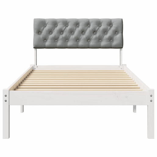 Estrutura de cama de solteiro para adultos Branco e cinza claro 90 x 200 cm