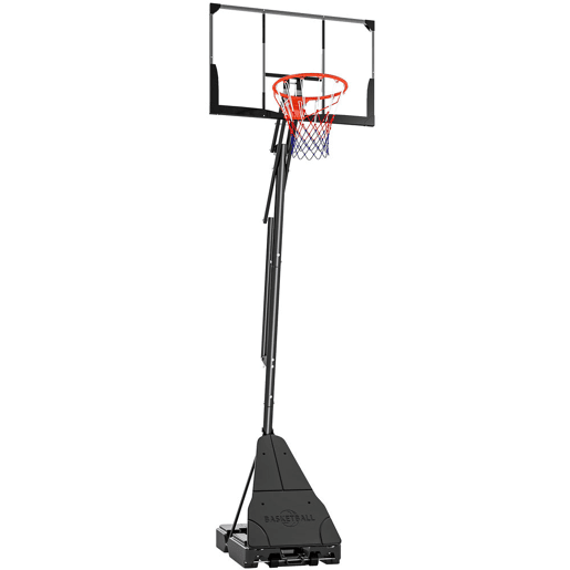 SPORTNOW Tabela de Basquetebol para Exterior, Altura Ajustável 245-305 cm, Cesto Portátil com Rodas, Base Preenchível, Placa Resistente e Sistema de Retorno para Adultos e Adolescentes