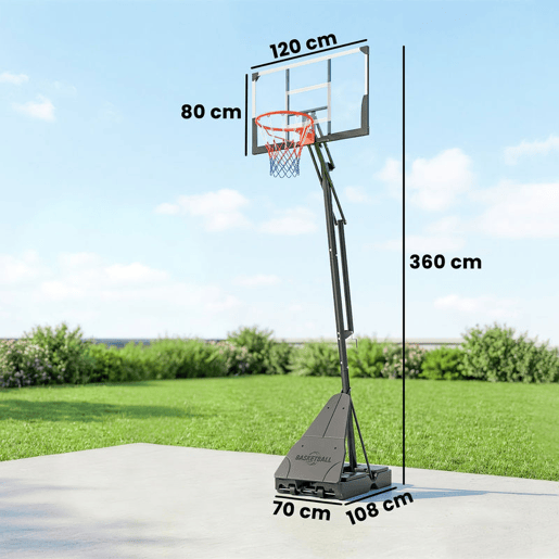 SPORTNOW Tabela de Basquetebol para Exterior, Altura Ajustável 245-305 cm, Cesto Portátil com Rodas, Base Preenchível, Placa Resistente e Sistema de Retorno para Adultos e Adolescentes