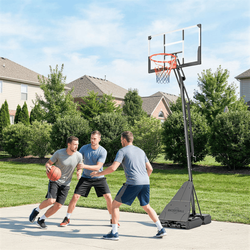 SPORTNOW Tabela de Basquetebol para Exterior, Altura Ajustável 245-305 cm, Cesto Portátil com Rodas, Base Preenchível, Placa Resistente e Sistema de Retorno para Adultos e Adolescentes