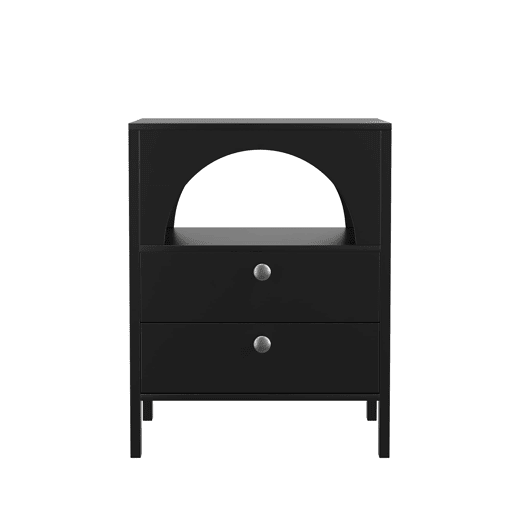 Mesa de cabeceira 45x40x58 cm - 2 gavetas e 1 prateleira aberta - Preto
