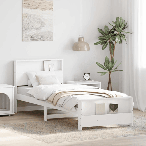 Estrutura de cama de solteiro para adultos - Branco 75 x 190 cm Madeira processada