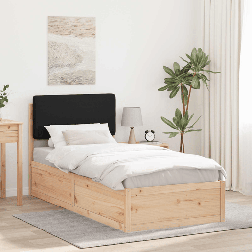 Estrutura de cama de solteiro para adultos com Cabeceira Estofada Preto 90 x 190 cm