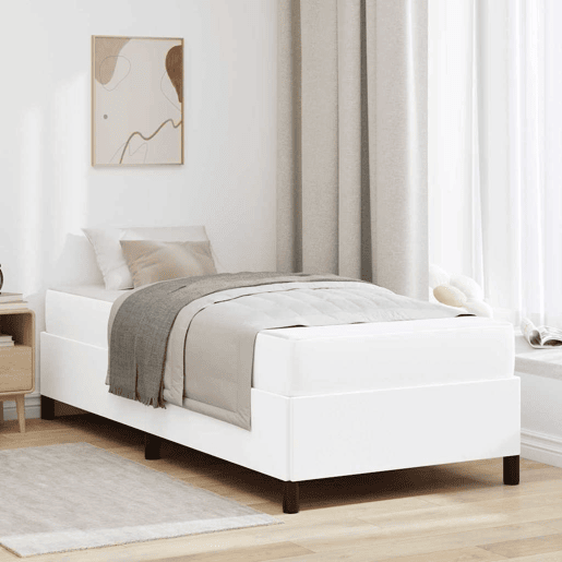 Estrutura de cama de solteiro para adultos com colchão Branco 80 x 200 cm tecido