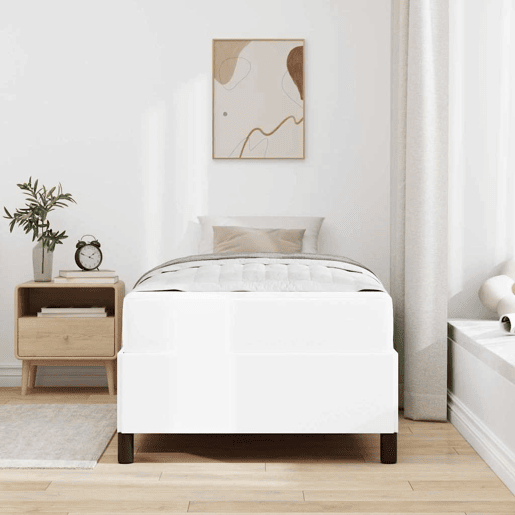 Estrutura de cama de solteiro para adultos com colchão Branco 80 x 200 cm tecido