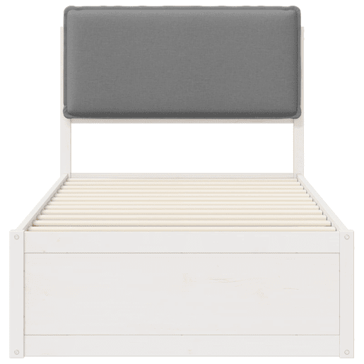 Estrutura de cama de solteiro simple com Cabeceira Estofada Cinzento-claro