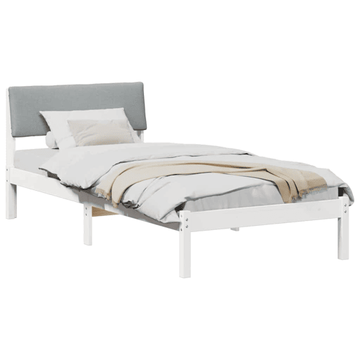 Estrutura de cama de solteiro para adultos - Branco e cinza claro 100 x 200 cm
