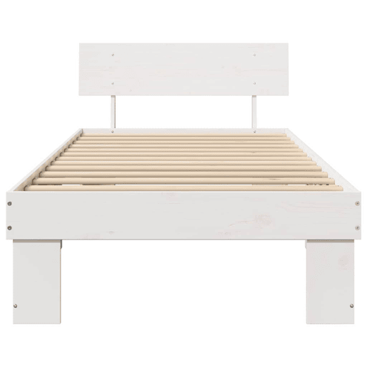 Estrutura de cama de solteiro para adultos - Branco 75 x 190 cm Madeira de Pinheiro Sólida