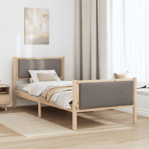 Estrutura de cama de solteiro Design, Cinzento-acastanhado 90 x 200 cm tecido