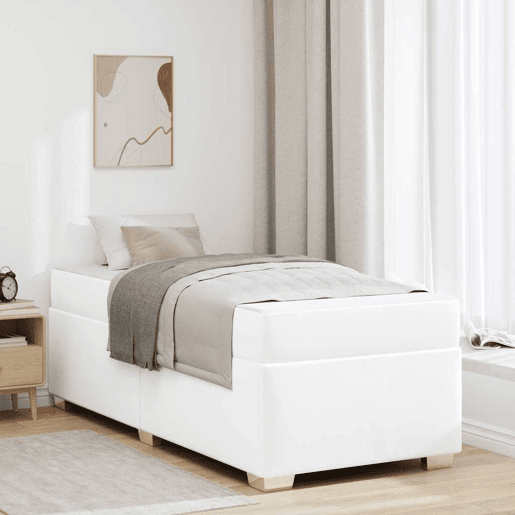 Estrutura de cama de solteiro para adultos com colchão Branco 80 x 200 cm tecido