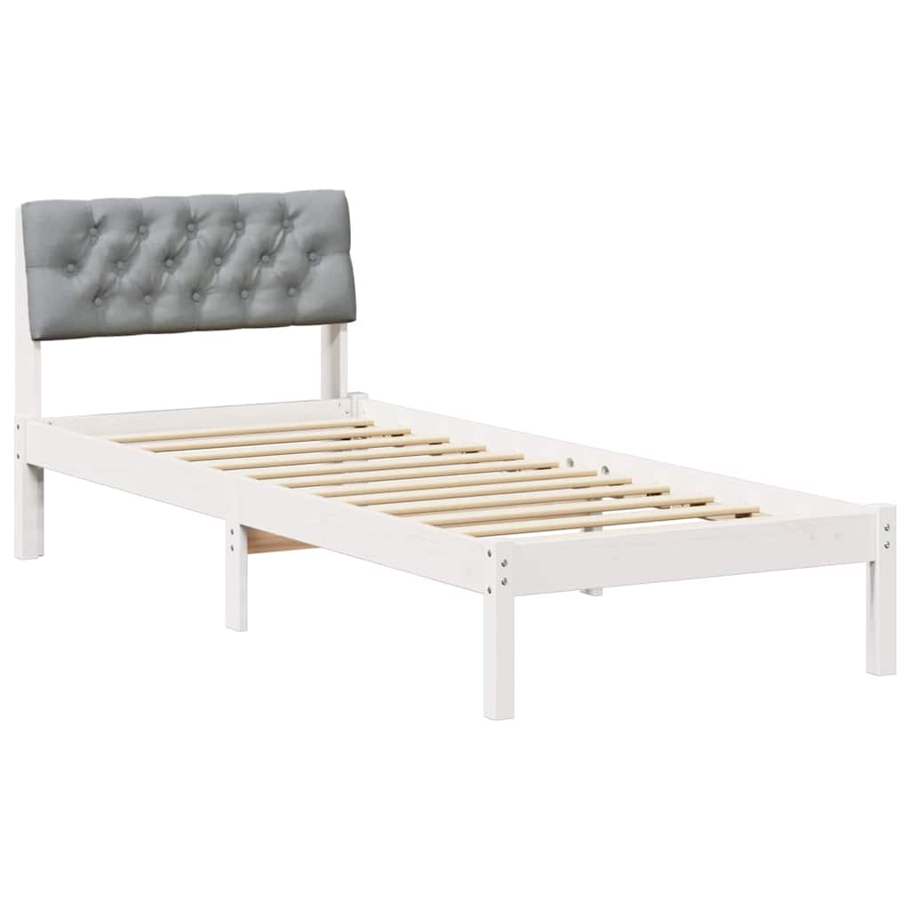 Estructura de cama simple para adultos con cabecera - y gris claro 75 x 190 cm