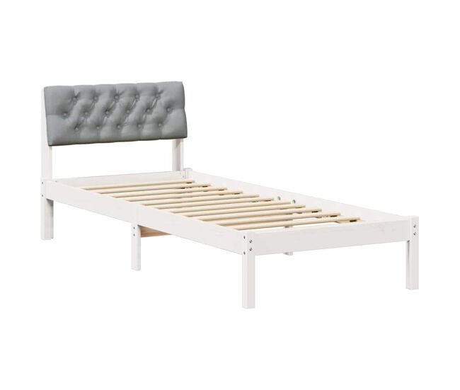 Estructura de cama simple para adultos con cabecera - y gris claro 75 x 190 cm