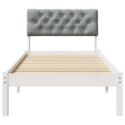Estrutura de cama de solteiro para adultos Branco e cinza claro 75 x 190 cm