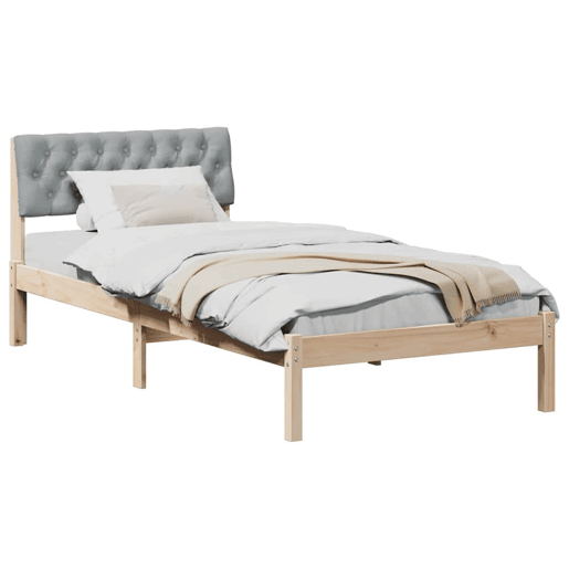 Estrutura de cama de solteiro simple - Marrom e cinza claro 90 x 200 cm