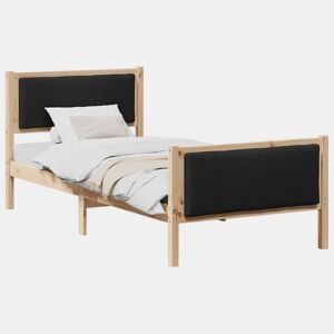 Estrutura de cama de solteiro para adultos com cabeceira Preto 90 x 200 cm tecido
