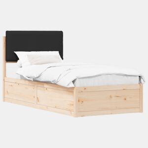 Estrutura de cama de solteiro para adultos com Cabeceira - Estofada Preto 100 x 200 cm