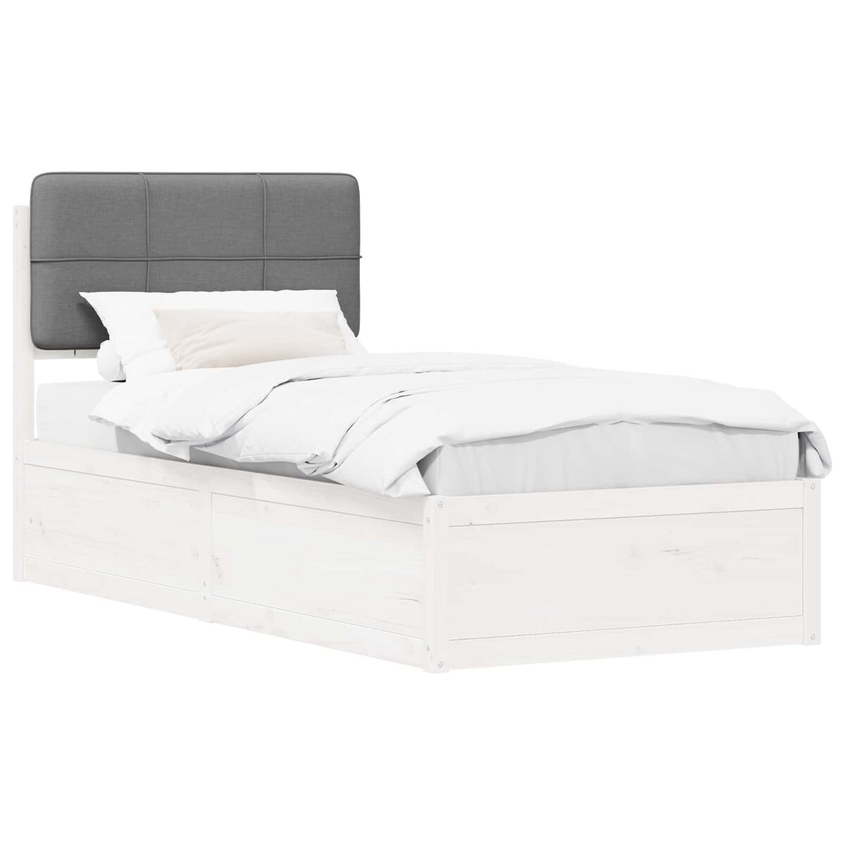 Estructura de cama simple para adultos 95x195 Blanco/ Gris Claro