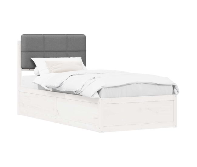 Estructura de cama simple para adultos con cabecera - tapizada gris claro 90 x 190 cm