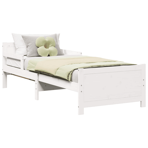 Estrutura de cama de solteiro para adultos - Branco 80 x 200 cm Madeira processada