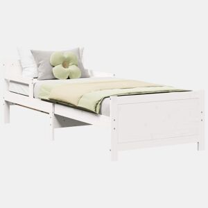 Estrutura de cama de solteiro para adultos - Branco 80 x 200 cm Madeira processada
