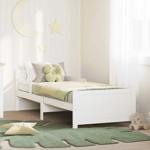 Estrutura de cama de solteiro para adultos - Branco 80 x 200 cm Madeira processada